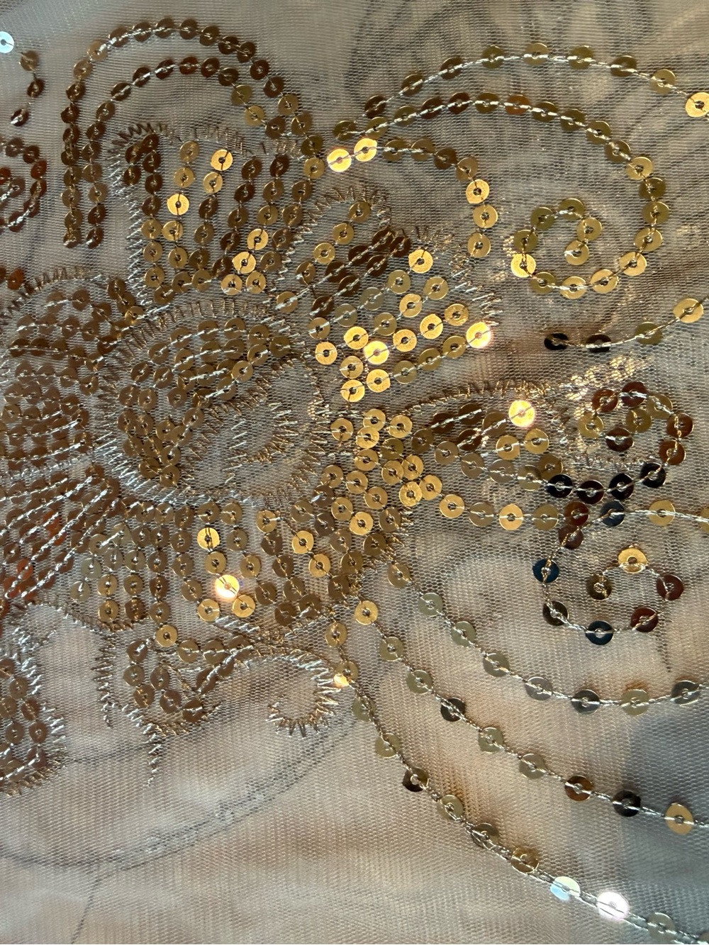Silver Sequin Floral Fringe Scarf - Picture 5 of 5